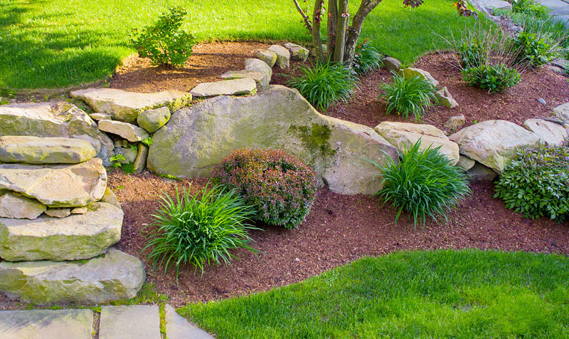 Landscaping using decorative Rocks